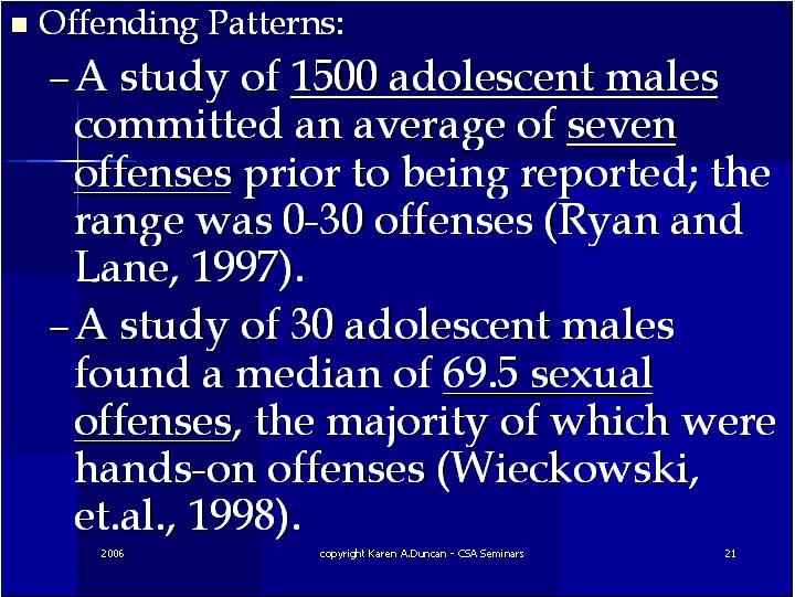 Offending Patterns 4 Juvenile Sex Offenders CEUs